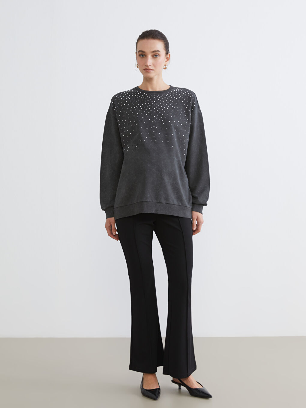 Belly Panel Flared Leg Maternity Trousers