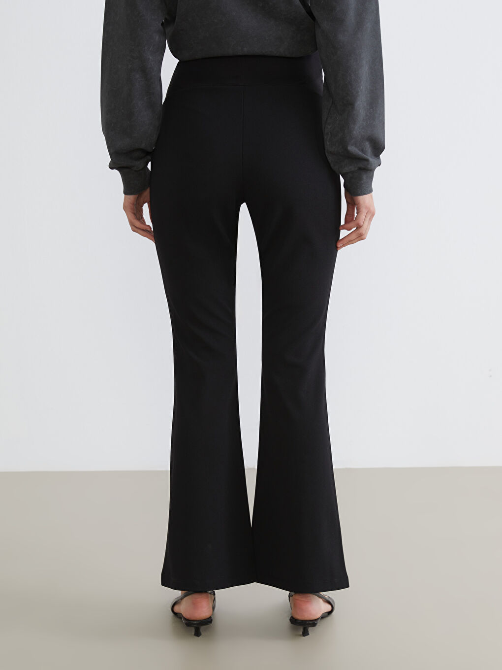 Belly Panel Flared Leg Maternity Trousers-3