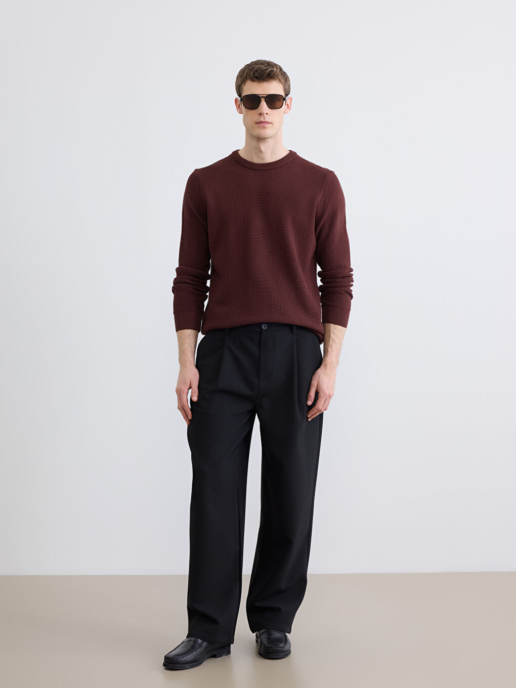 Kırmızı Bisiklet Yaka Erkek Triko Kazak-1