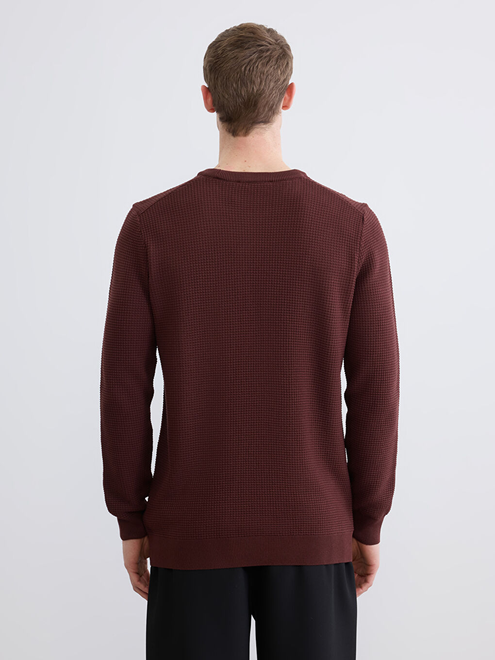 Kırmızı Bisiklet Yaka Erkek Triko Kazak-3