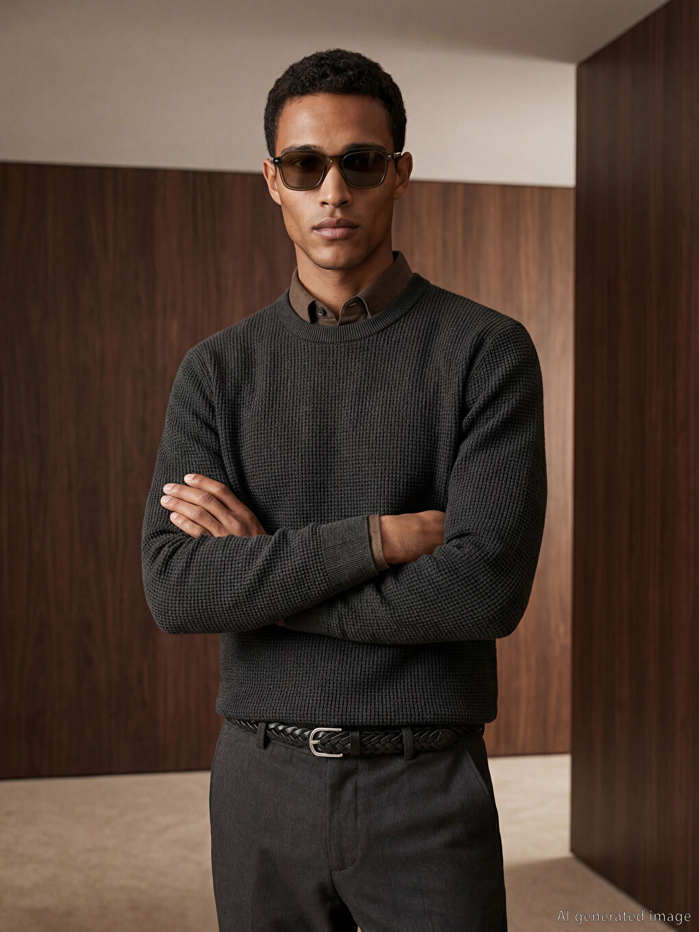 Antrasit Bisiklet Yaka Petek Dokulu Erkek Triko Kazak