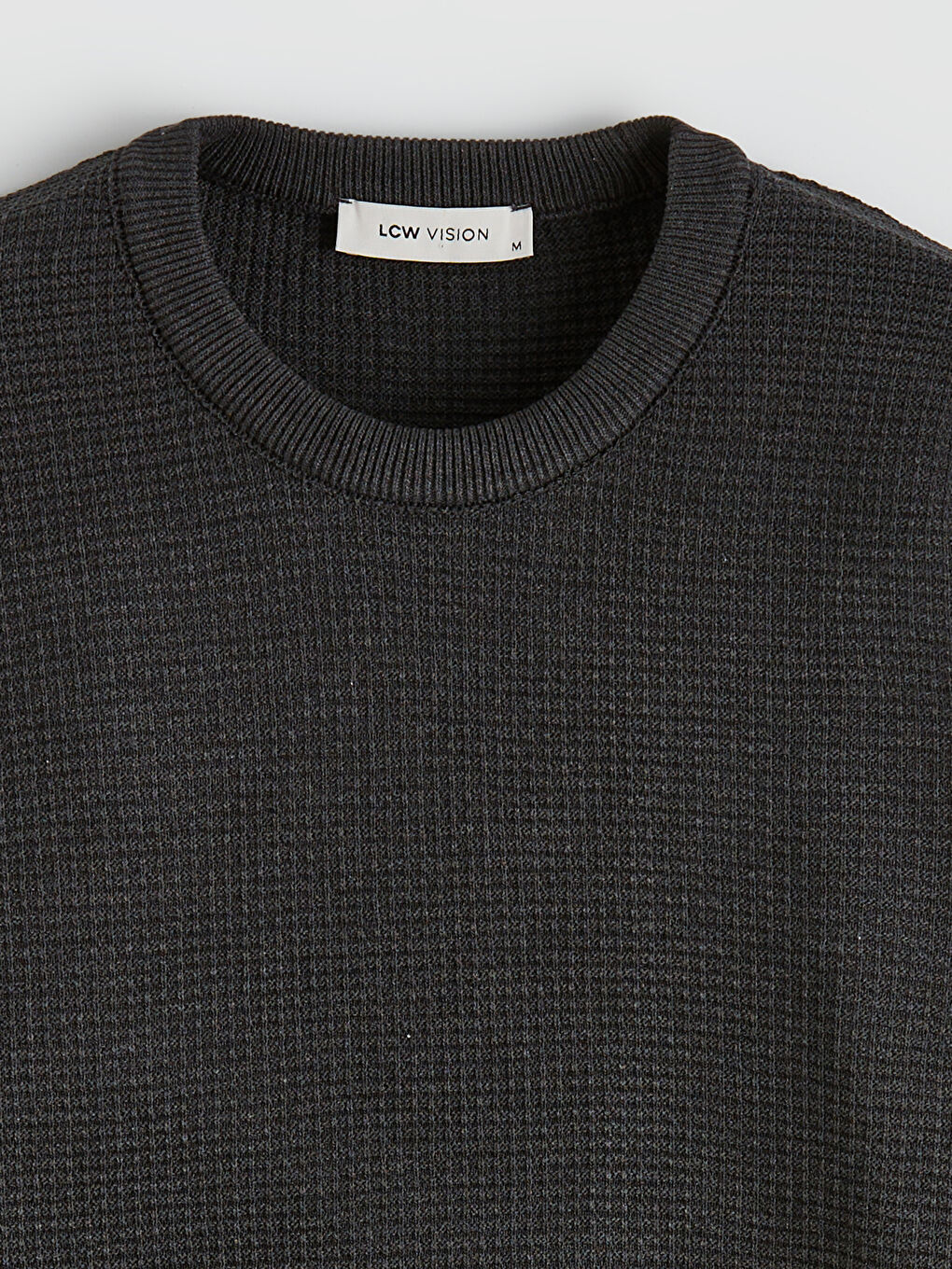 Antrasit Bisiklet Yaka Petek Dokulu Erkek Triko Kazak-1