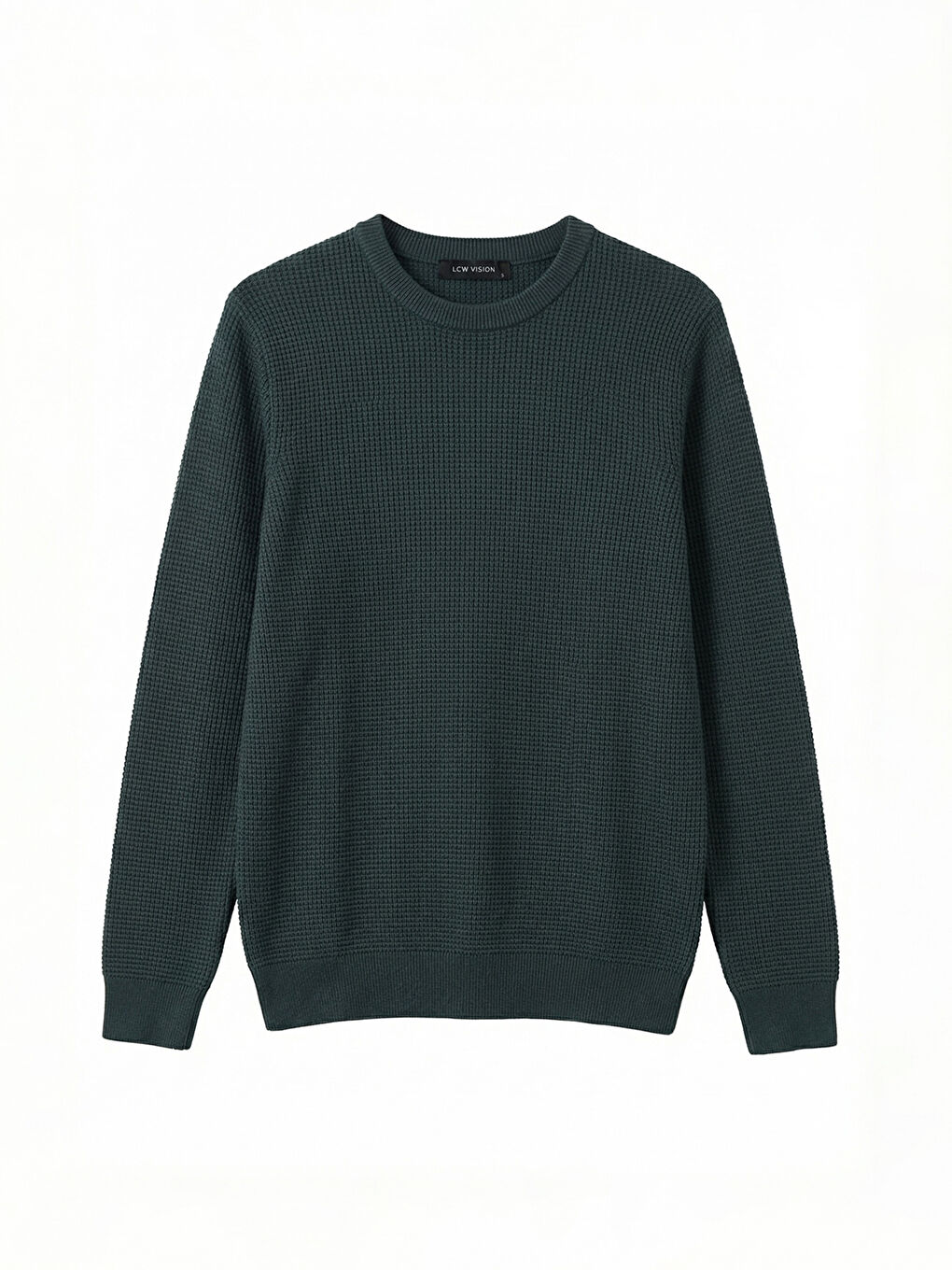 Textured crew-neck knit sweater for men.