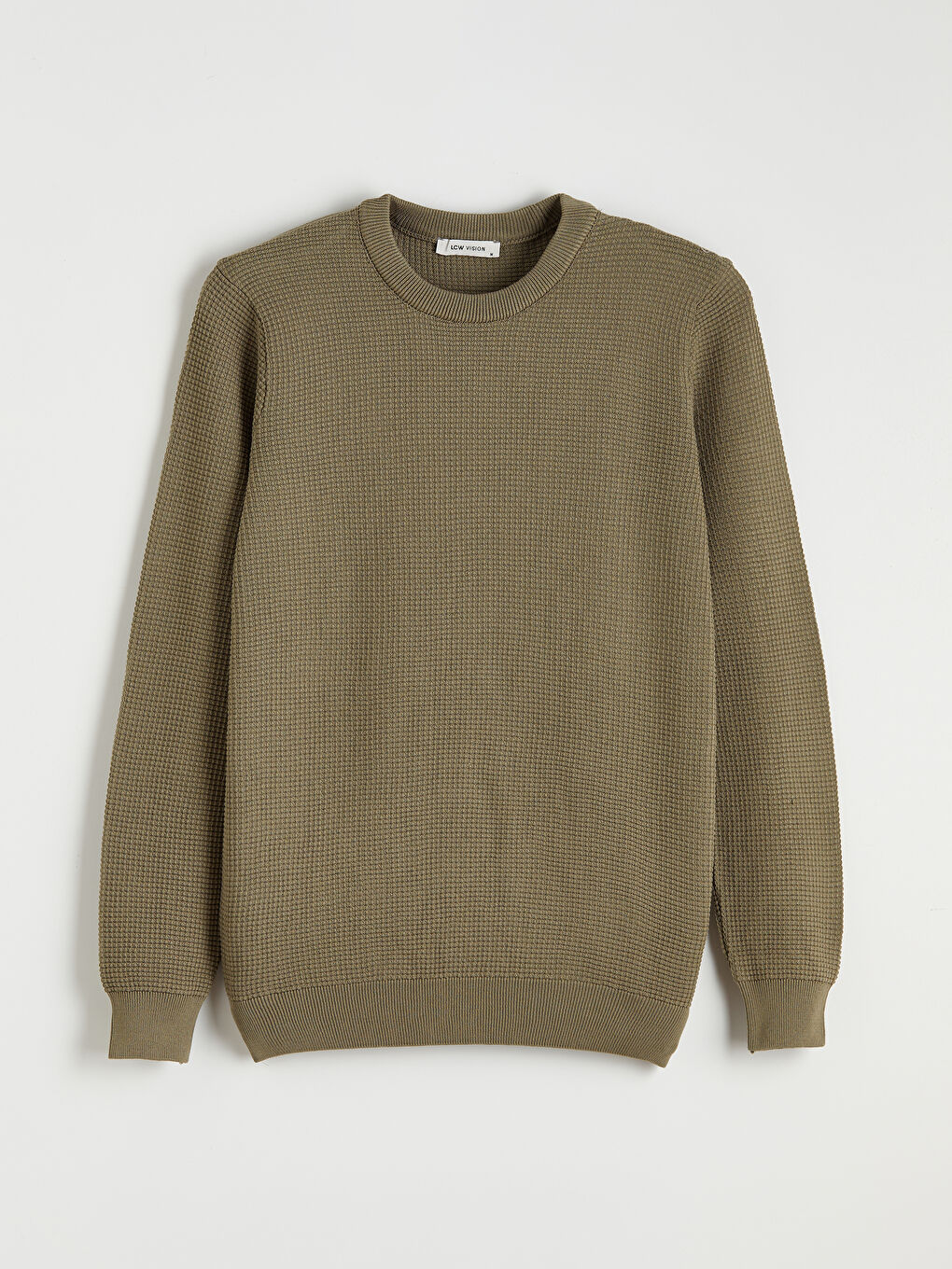 Yeşil Regular Fit Petek Dokulu Erkek Triko Kazak