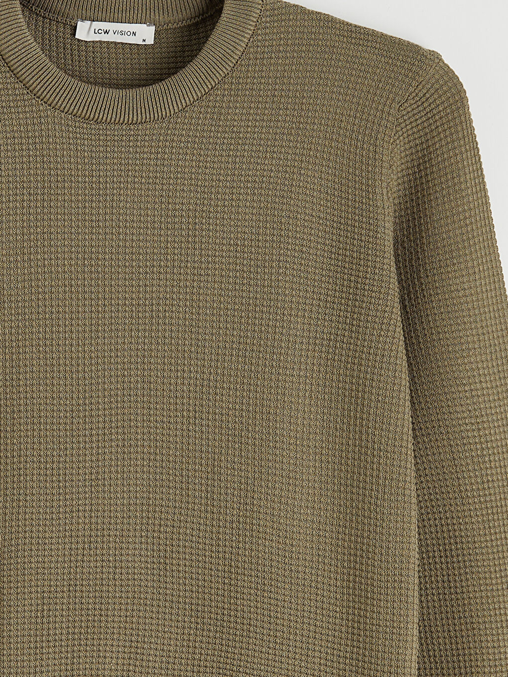 Yeşil Regular Fit Petek Dokulu Erkek Triko Kazak-1