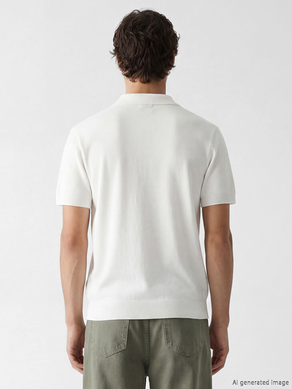 Ekru Polo Yaka Erkek Triko Kazak-2