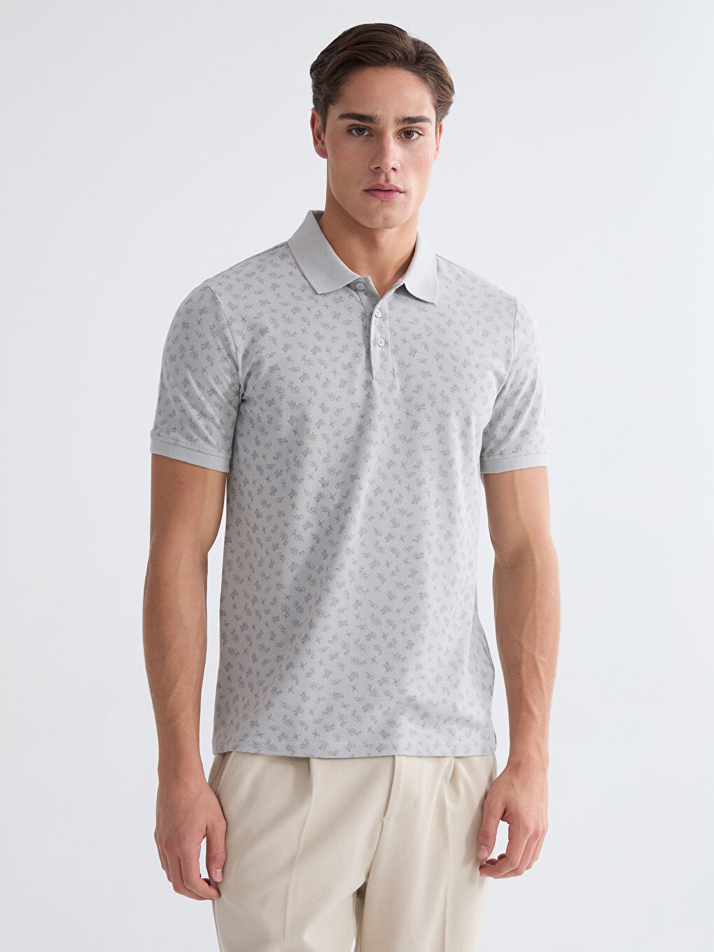 Футболка мужская узорчатая пике с воротником поло