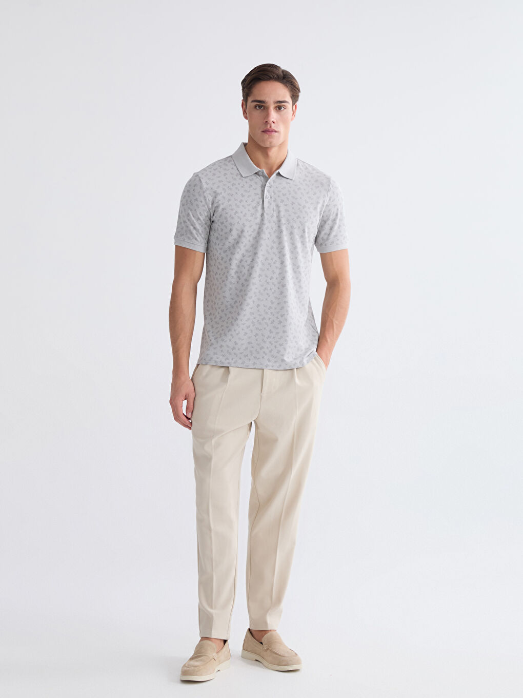 Футболка мужская узорчатая пике с воротником поло-1