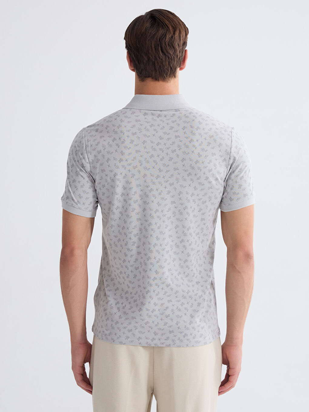 Футболка мужская узорчатая пике с воротником поло-3