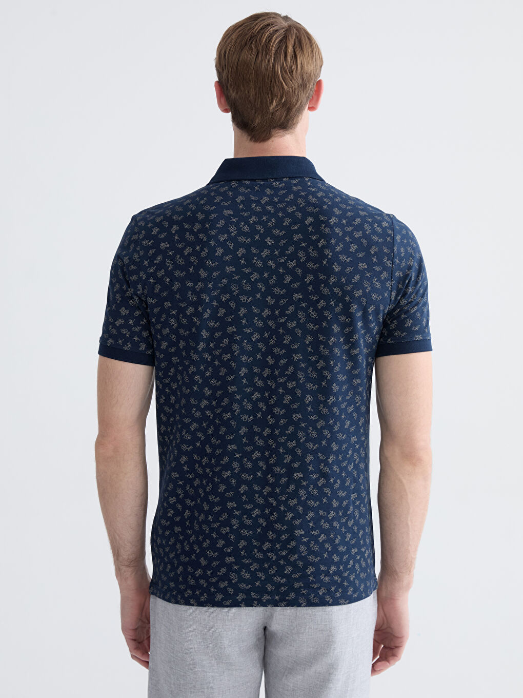 Polo Neck Patterned Pique Men's T-Shirt-1