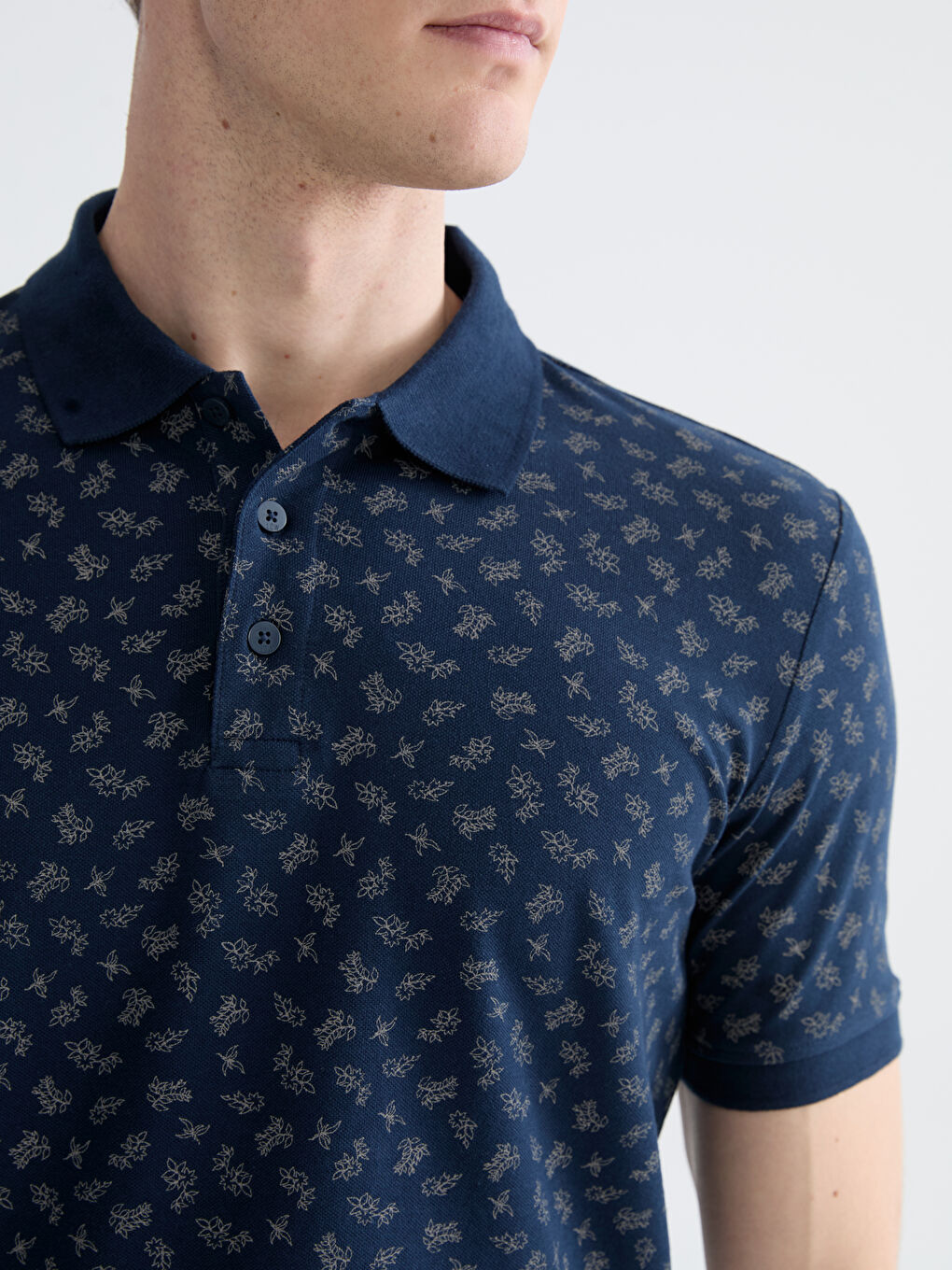 Polo Neck Patterned Pique Men's T-Shirt-2