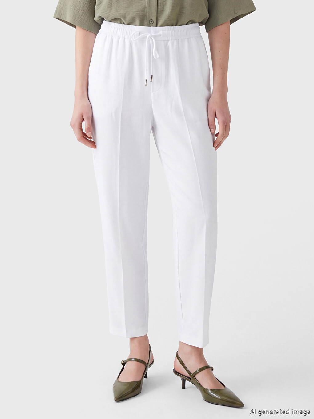 Elastic Waist Carrot Fit Women's Trousers-1
