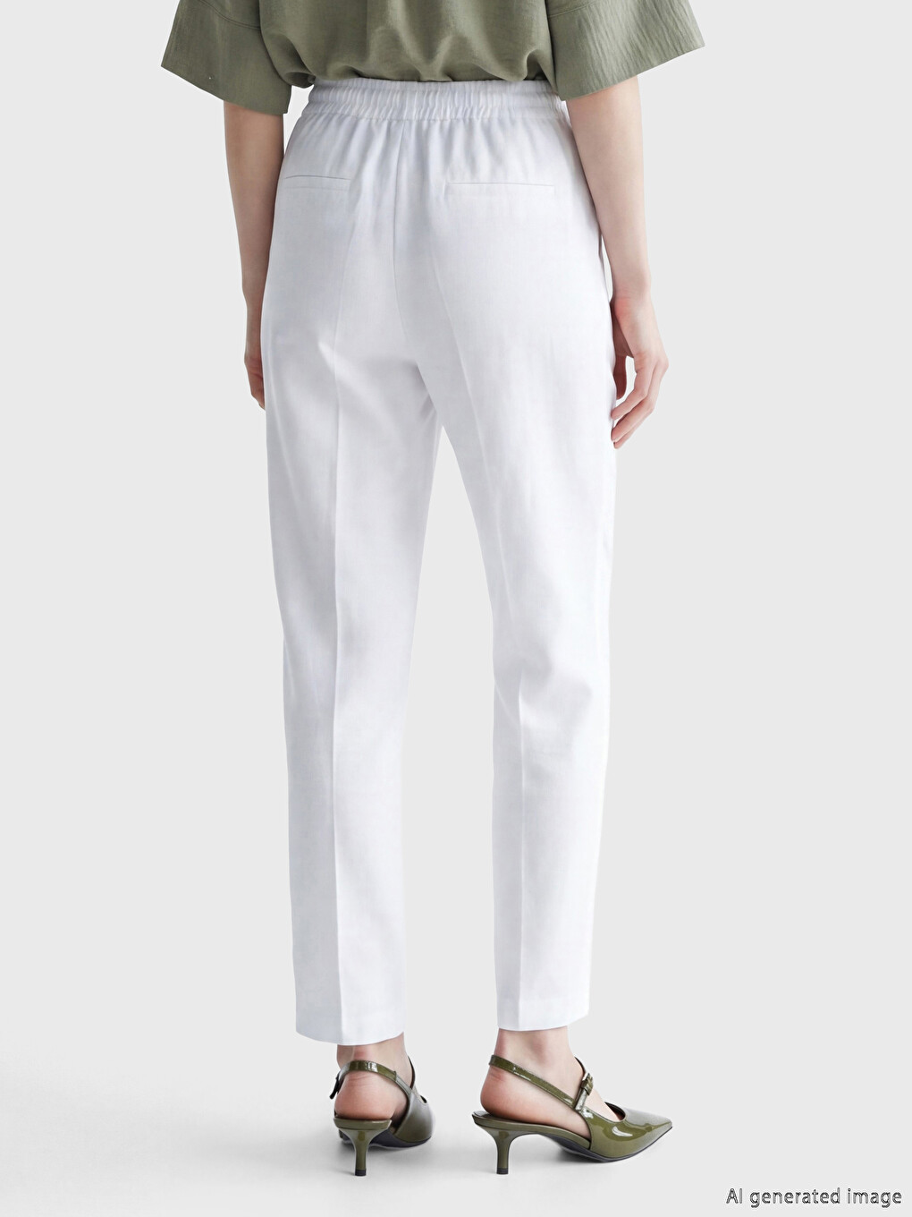 Elastic Waist Carrot Fit Women's Trousers-3