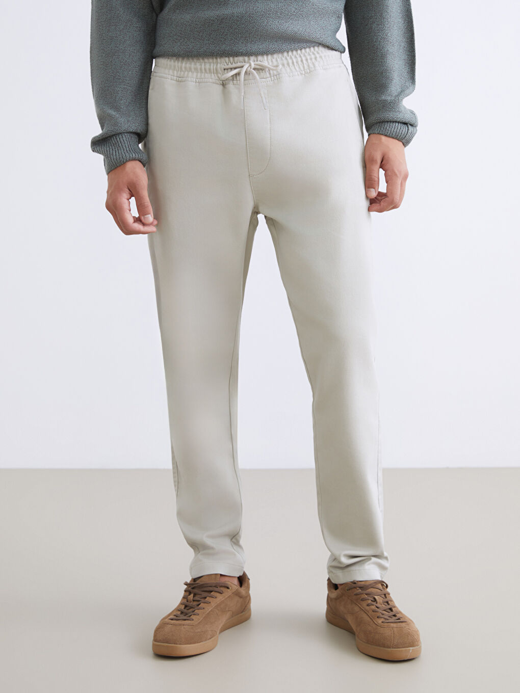 Bej Slim Fit Erkek Pantolon-1