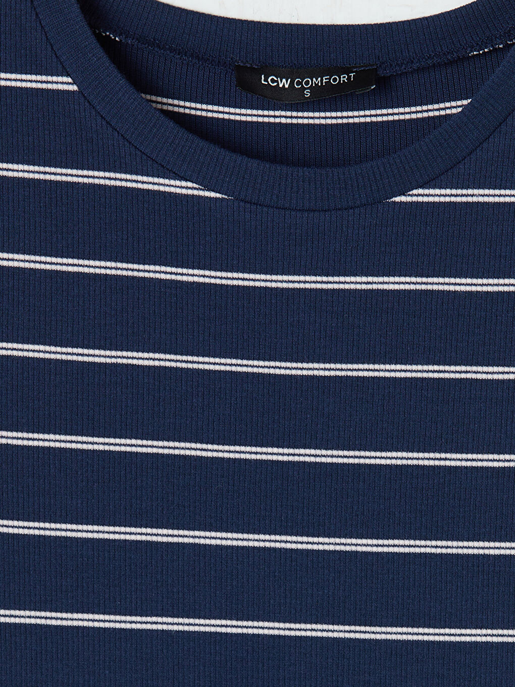 Lacivert Bisiklet Yaka Çizgili Elbise-2