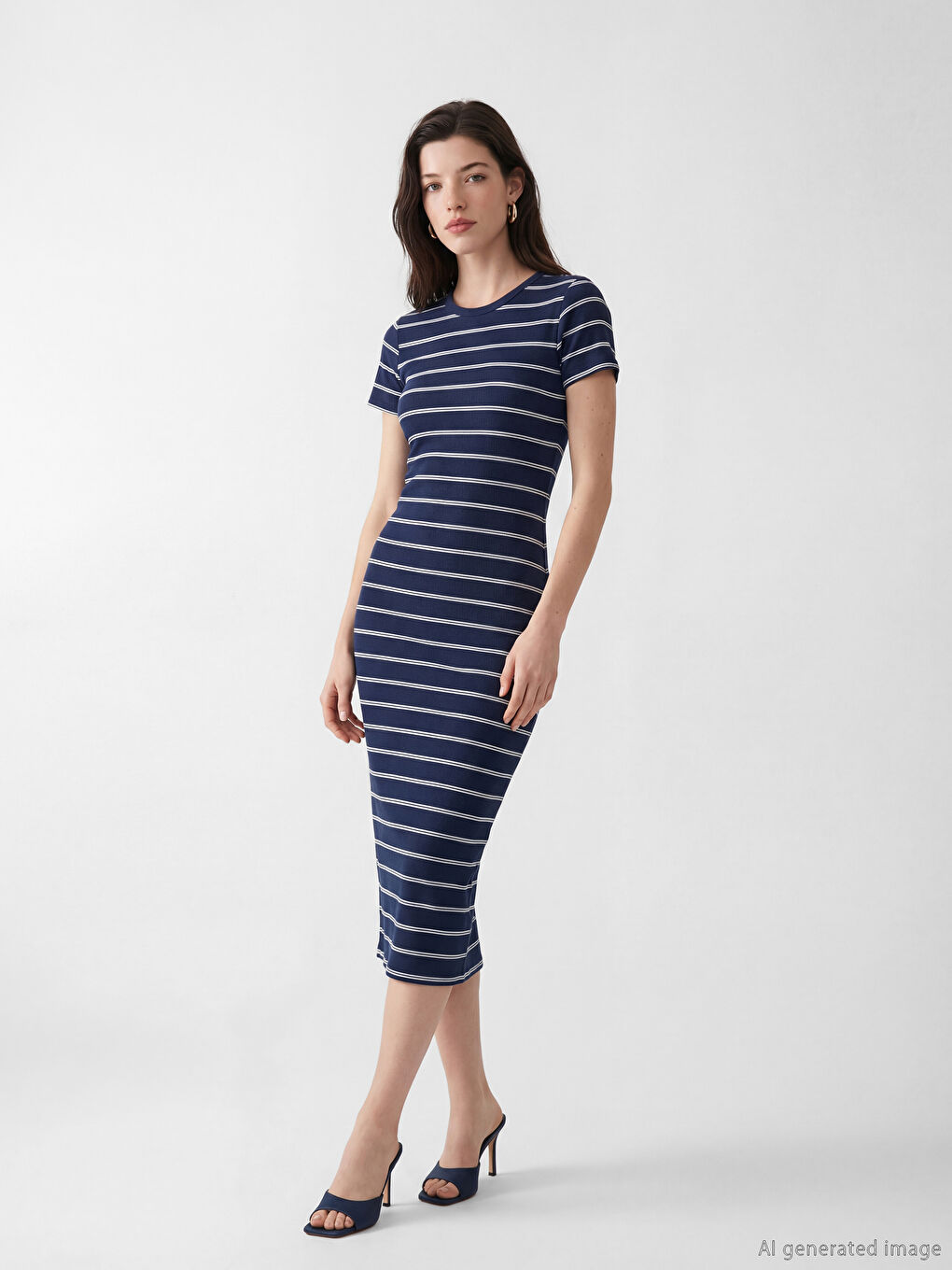 Crew Neck Striped Dress