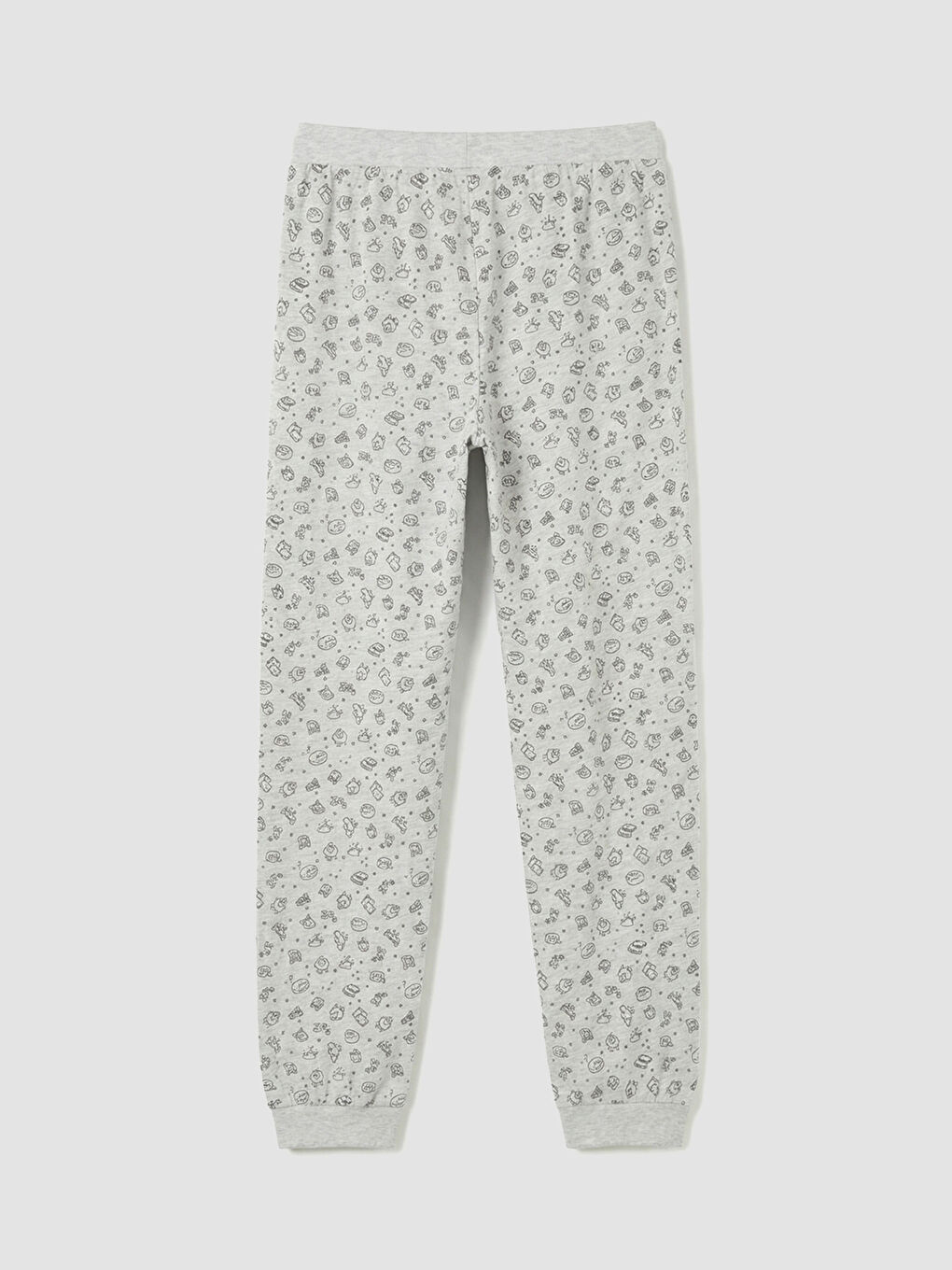 Gri Beli Lastikli Baskılı Kadın Jogger Pijama Altı-1