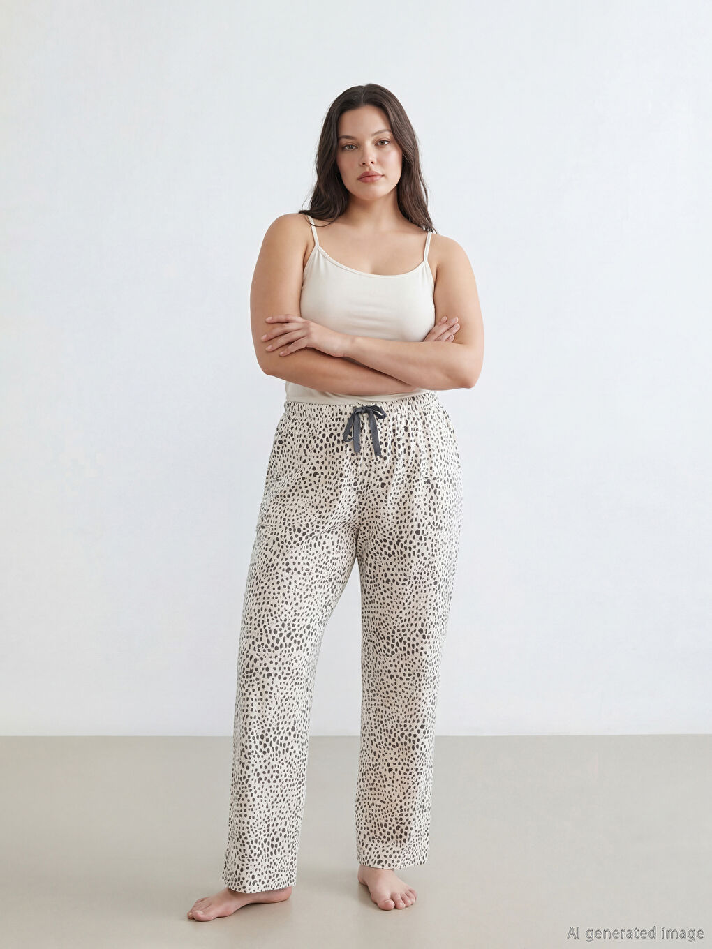 Женские пижамные брюки с леопардовым принтом и эластичным поясом-1