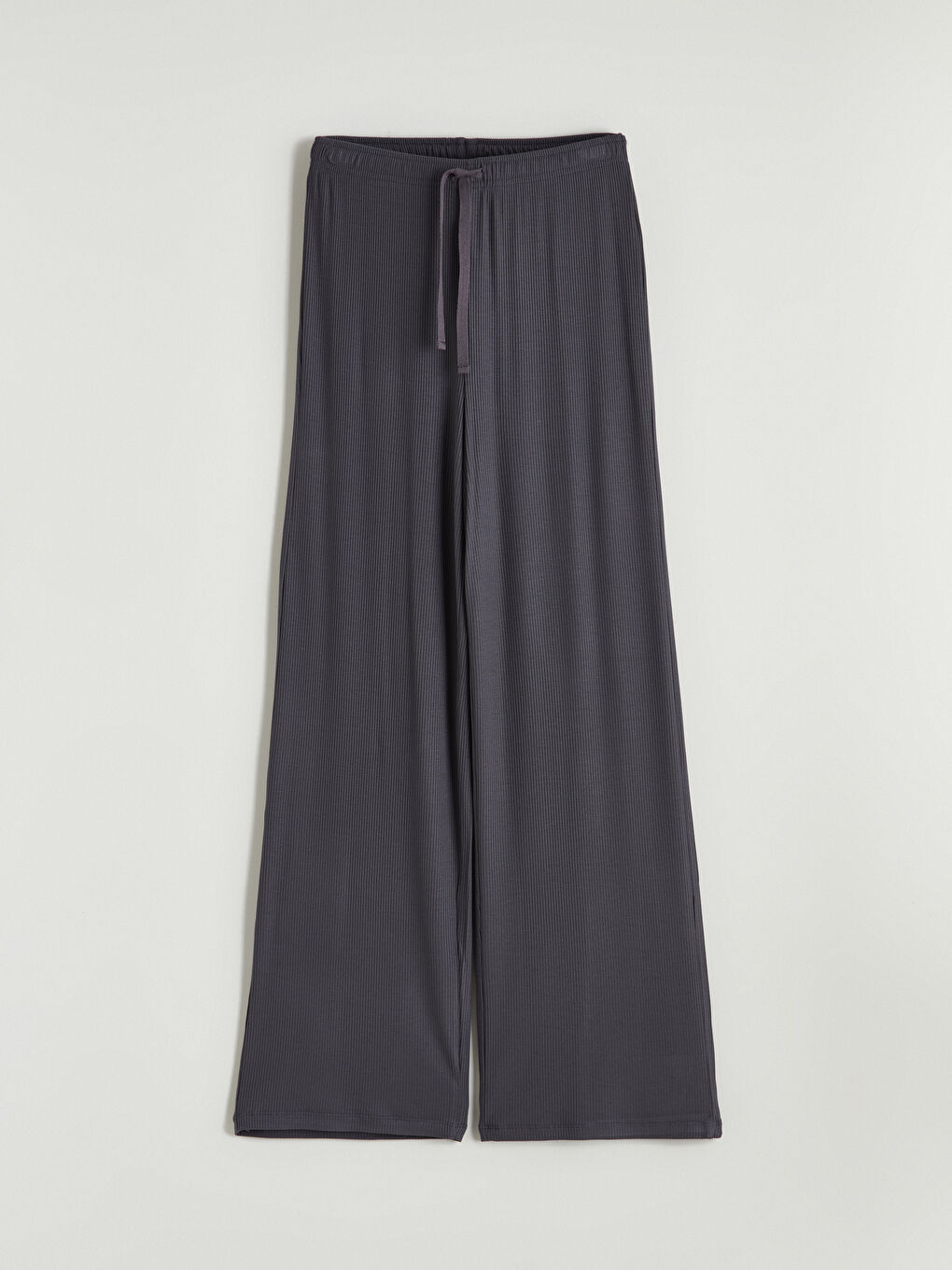 Antrasit Beli Lastikli Fitilli Kadın Pijama Altı-4