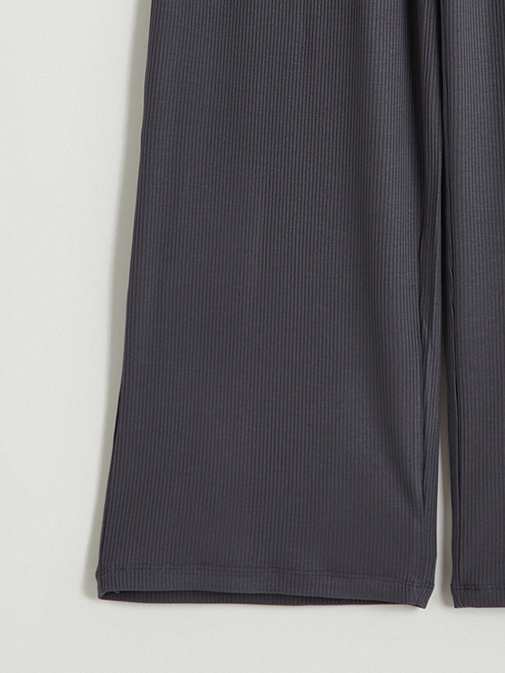 Antrasit Beli Lastikli Fitilli Kadın Pijama Altı-5