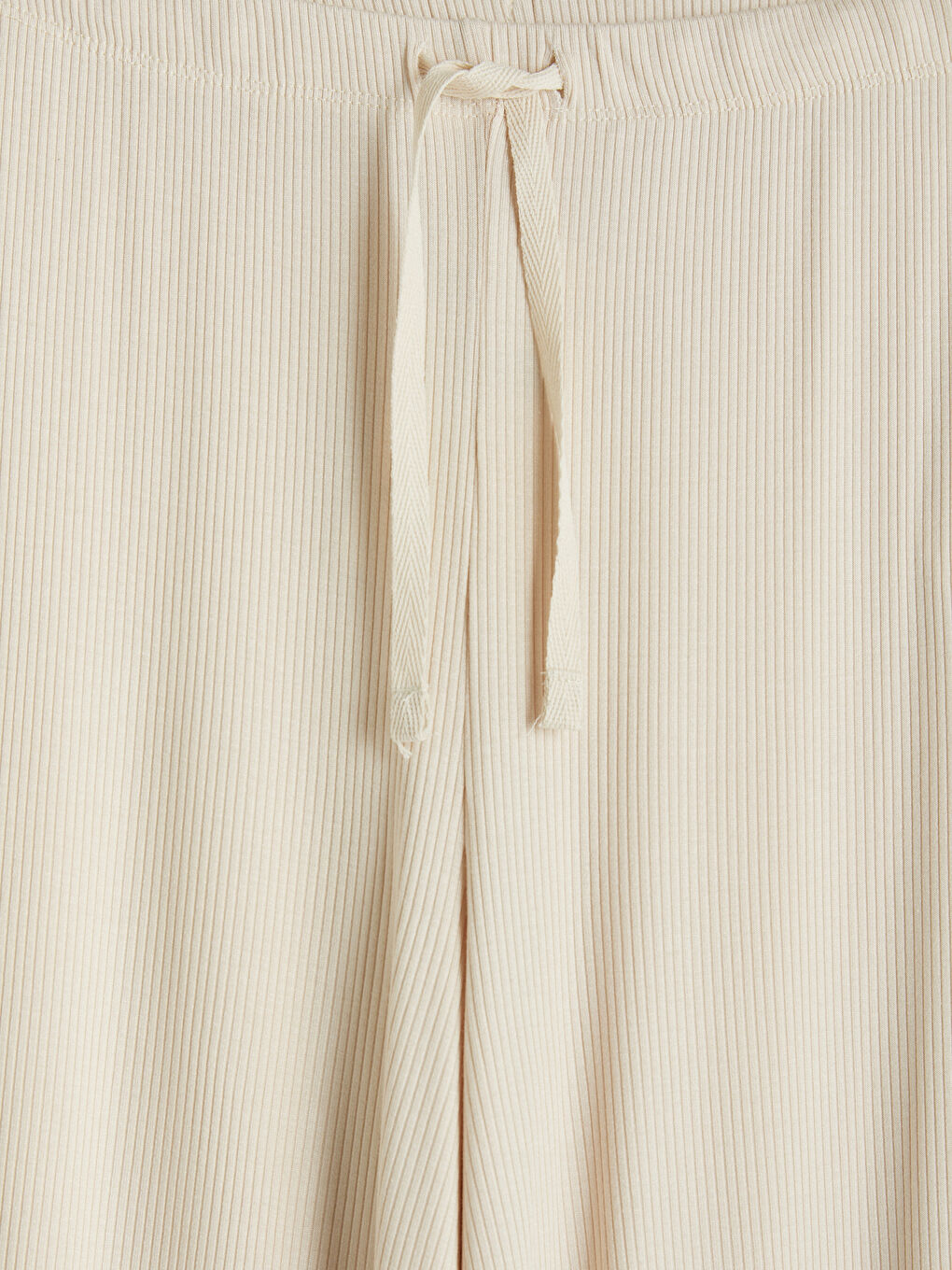 Bej Beli Lastikli Fitilli Kadın Pijama Altı-2