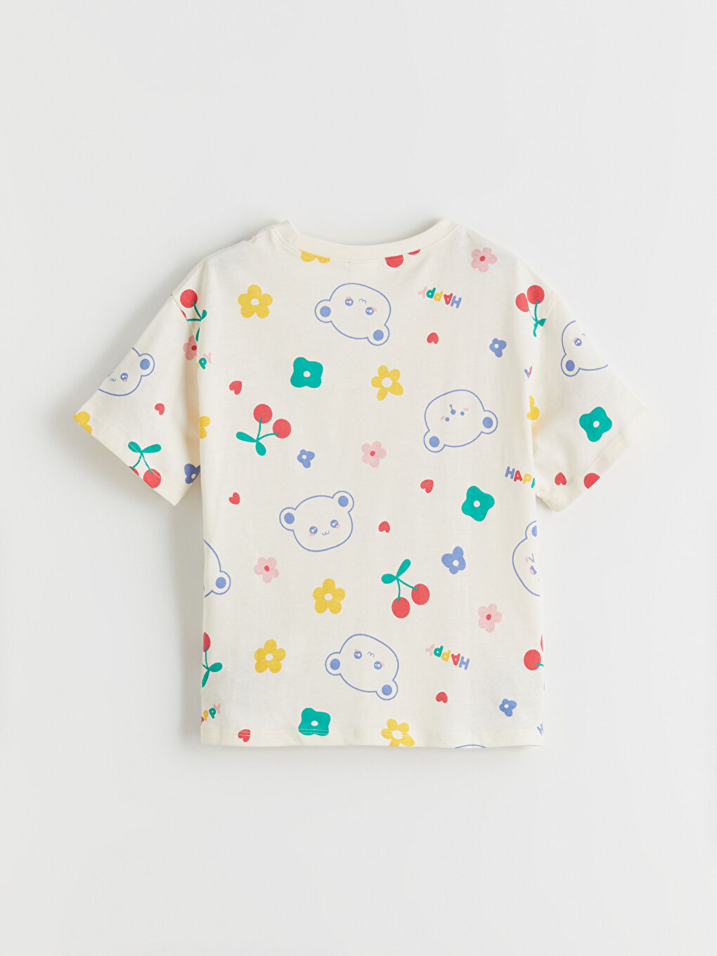 Bej Bisiklet Yaka Kız Çocuk Pijama Takım-3