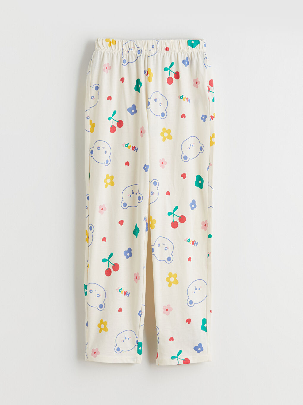 Bej Bisiklet Yaka Kız Çocuk Pijama Takım-4