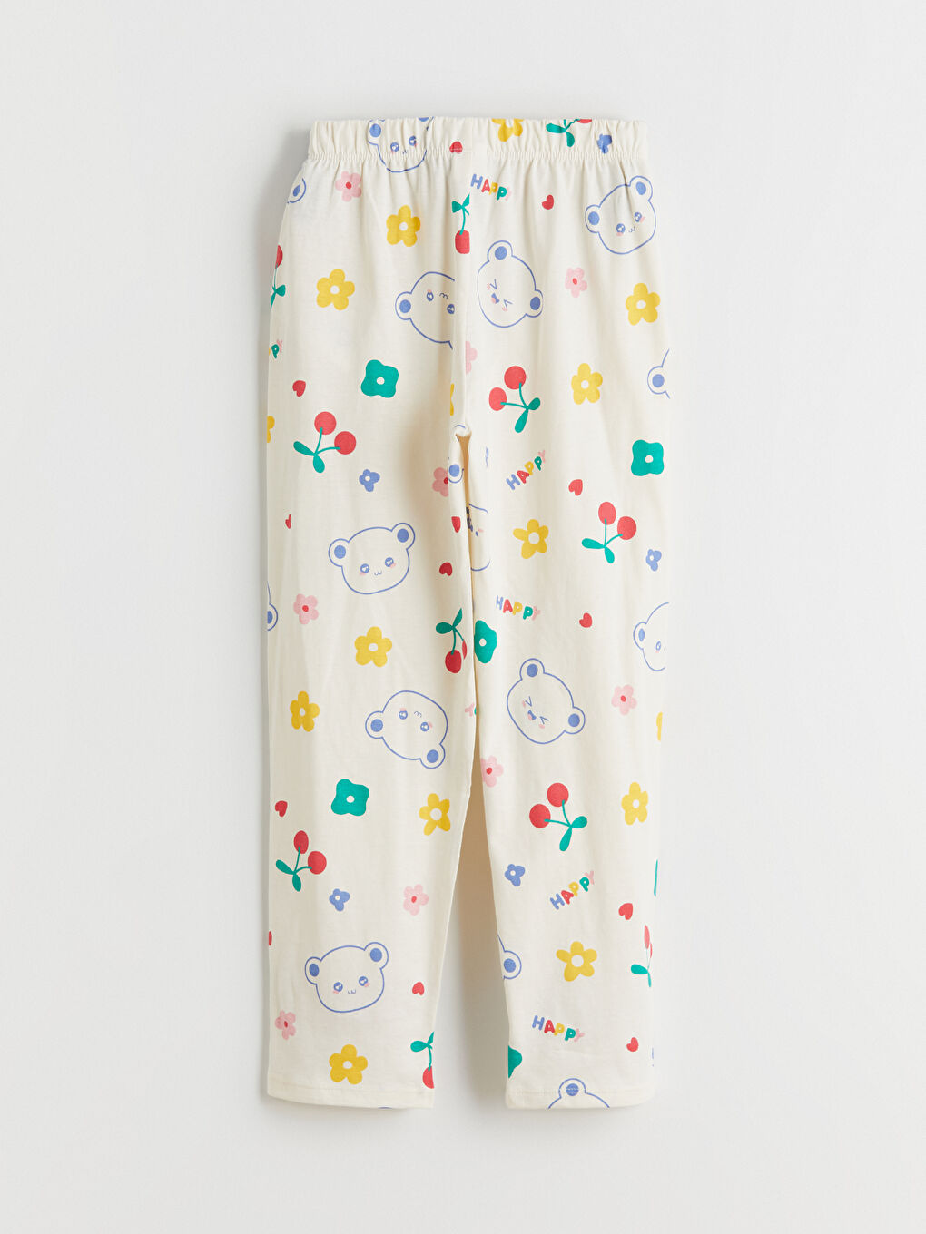 Bej Bisiklet Yaka Kız Çocuk Pijama Takım-6