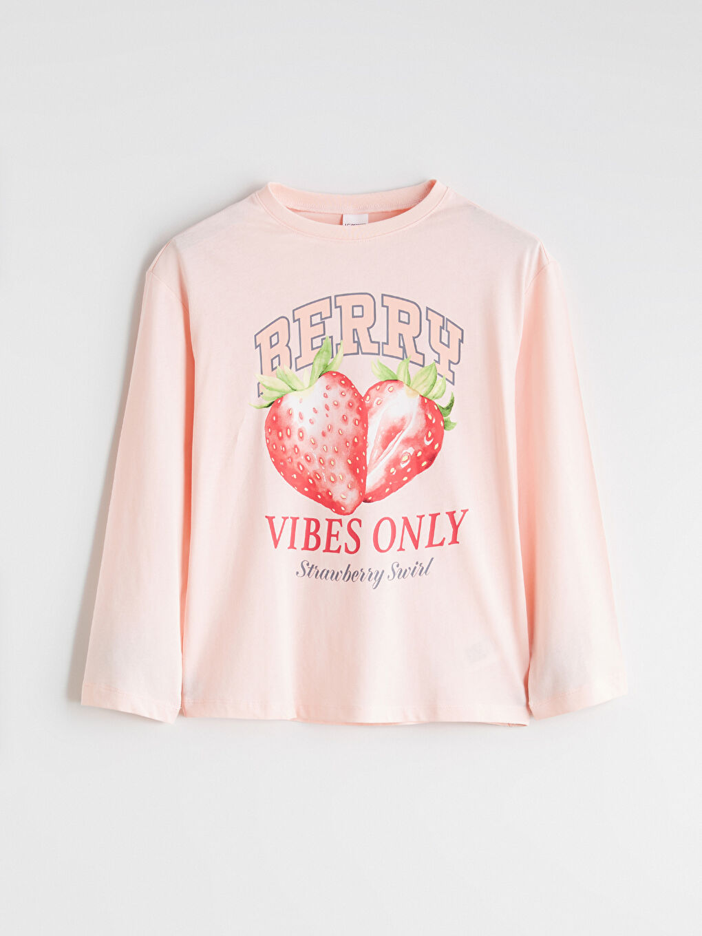 Pembe Bisiklet Yaka Uzun Kollu Baskılı Kız Çocuk Pijama Üstü