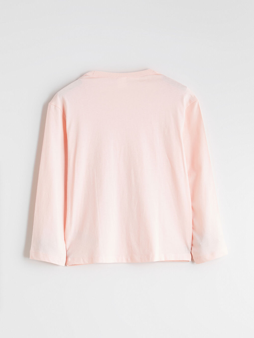 Pembe Bisiklet Yaka Uzun Kollu Baskılı Kız Çocuk Pijama Üstü-1