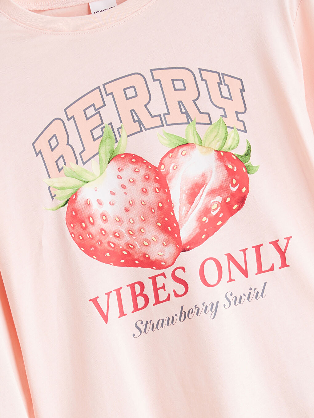 Pembe Bisiklet Yaka Uzun Kollu Baskılı Kız Çocuk Pijama Üstü-2