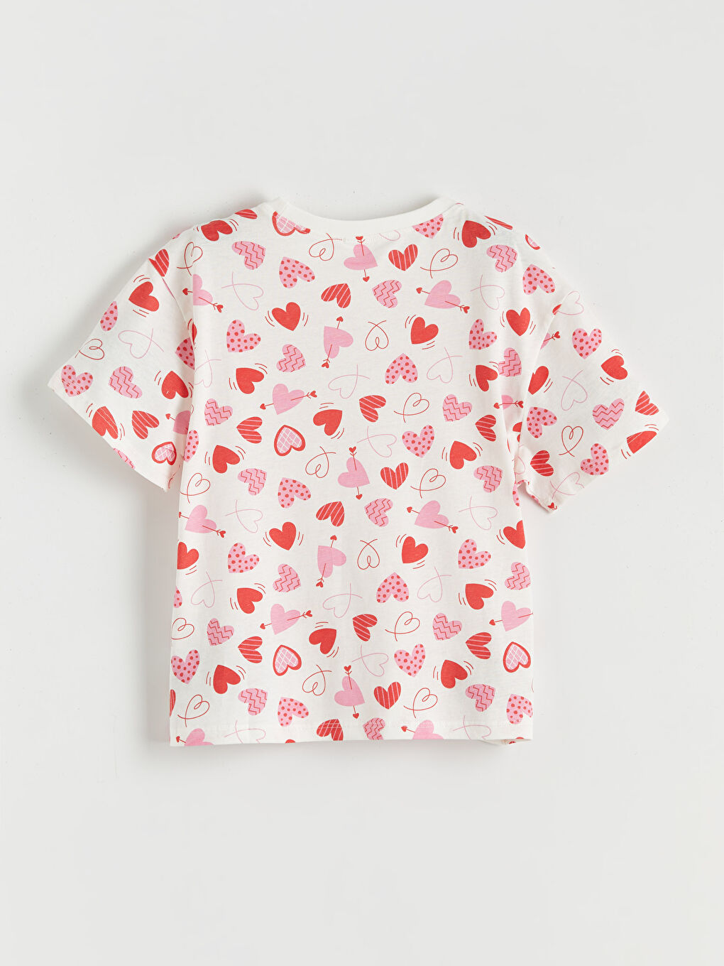 Ekru Kalp Baskılı Kız Çocuk Şortlu Pijama Takımı-2