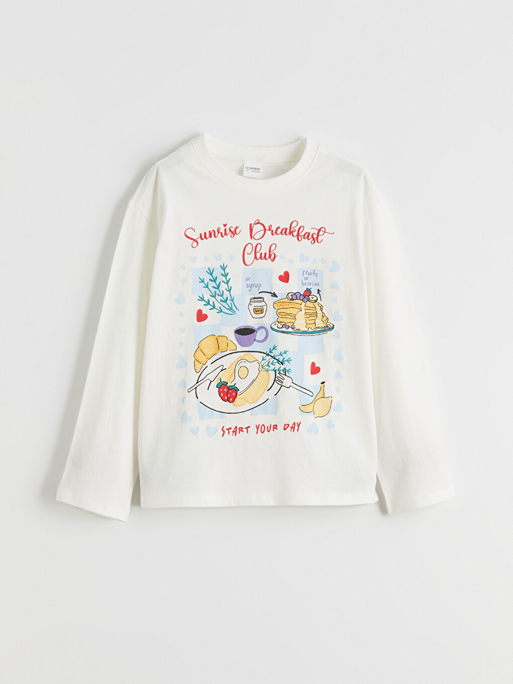 Ekru Bisiklet Yaka Kız Çocuk Pijama Takımı-1