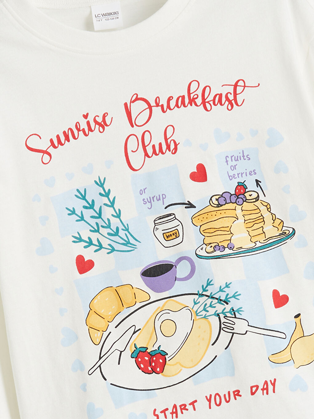 Ekru Bisiklet Yaka Kız Çocuk Pijama Takımı-2