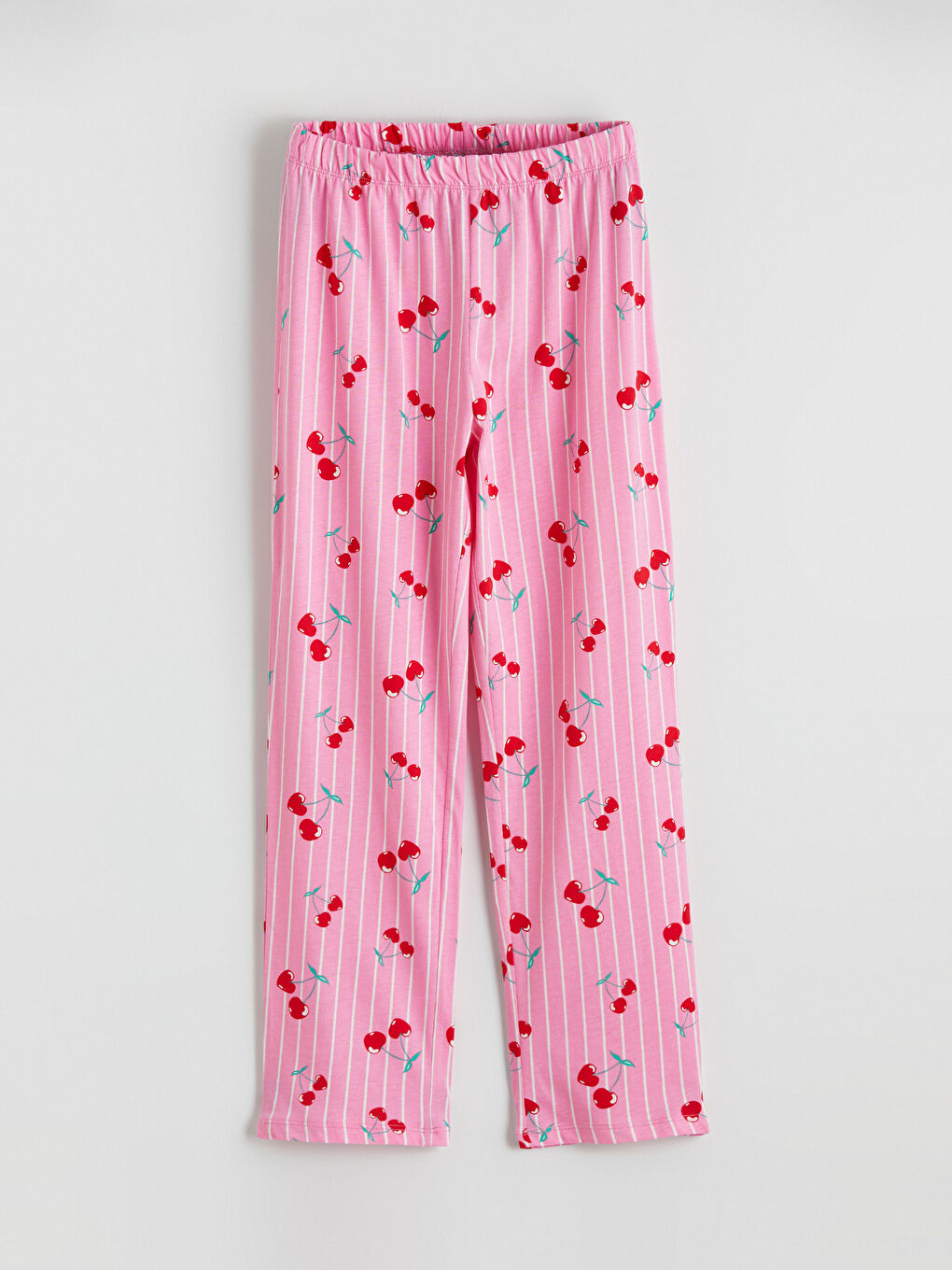 Beyaz Kiraz Baskılı Kız Çocuk Pijama Altı