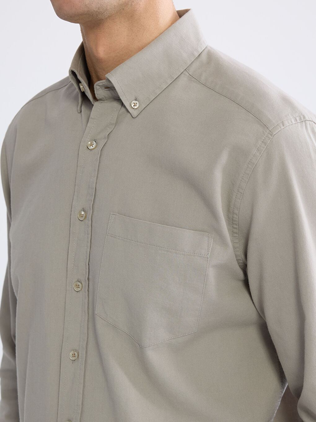 Bej Regular Fit Oxford Erkek Gömlek-2