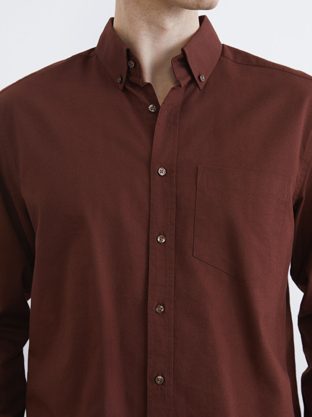 Kahverengi Regular Fit Erkek Oxford Gömlek-3