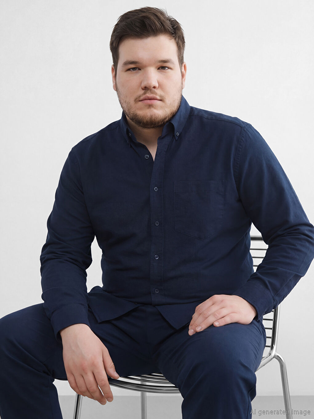 قميص أوكسفورد بقصة عادية للرجال-1