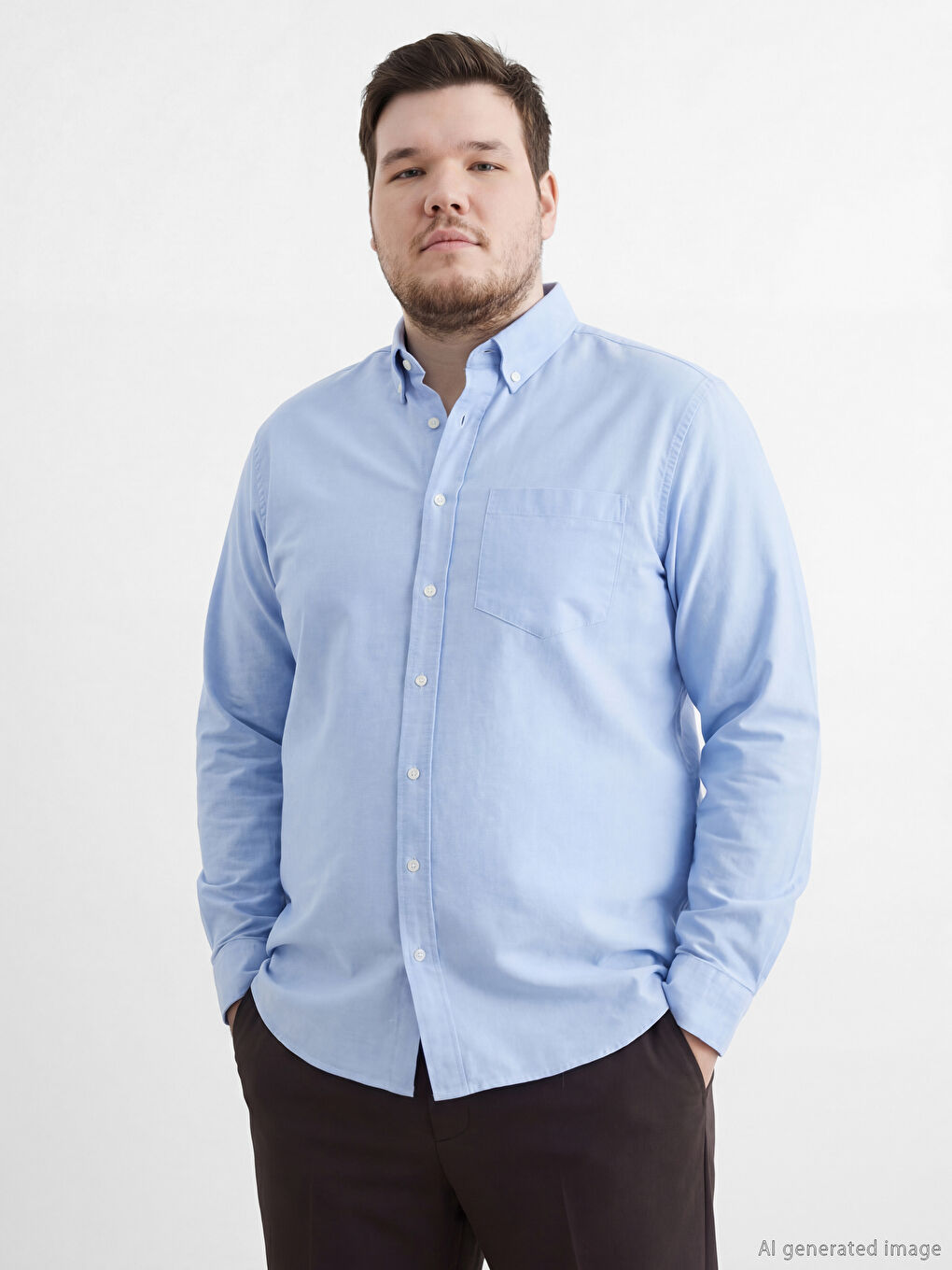 მამაკაცის პერანგი რეგულარული მორგებით, ღილებიანი საყელოთი და გრძელი სახელოებით-1