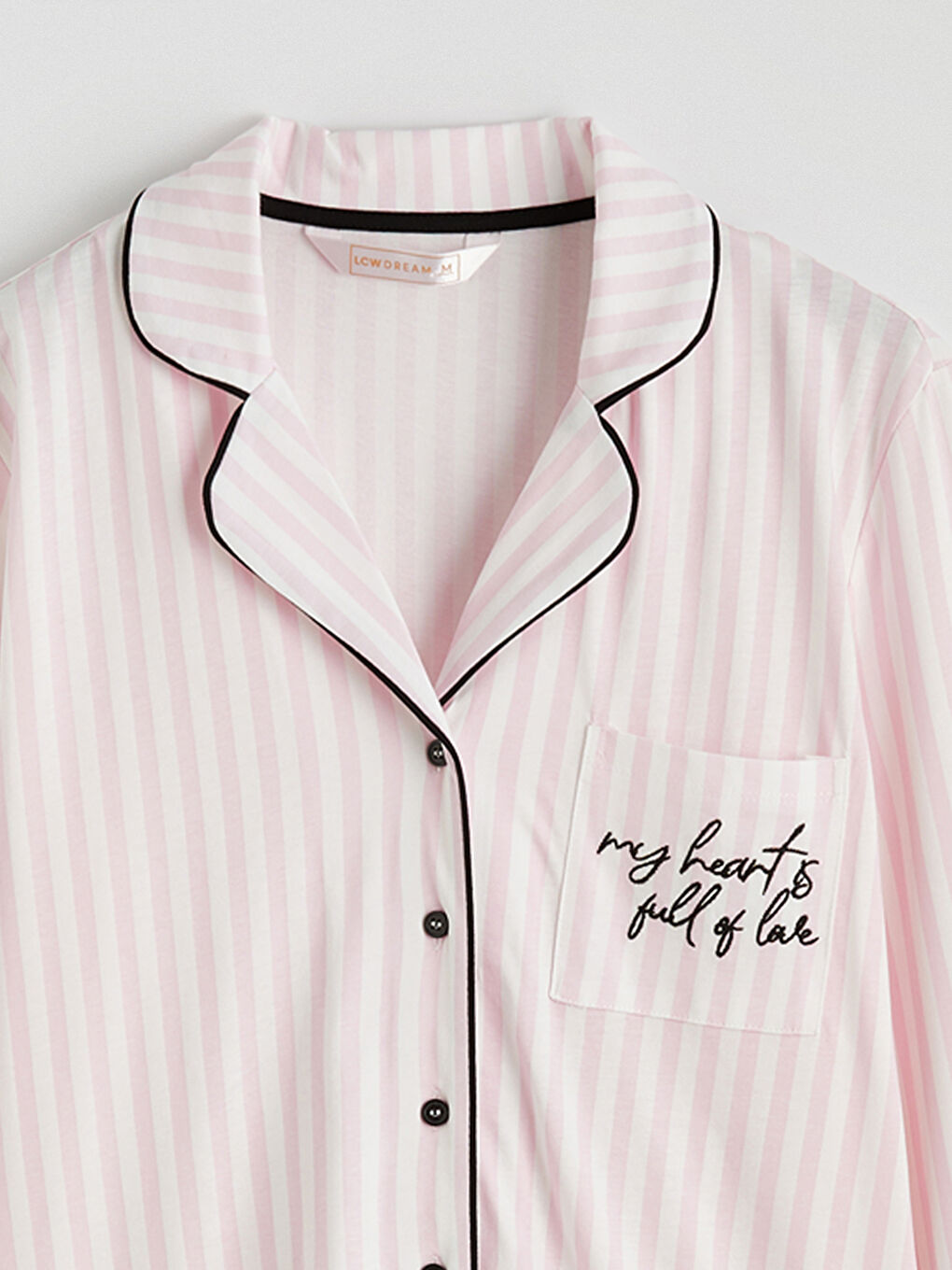 Ekru Gömlek Yaka Nakışlı Kadın Pijama Takım-2