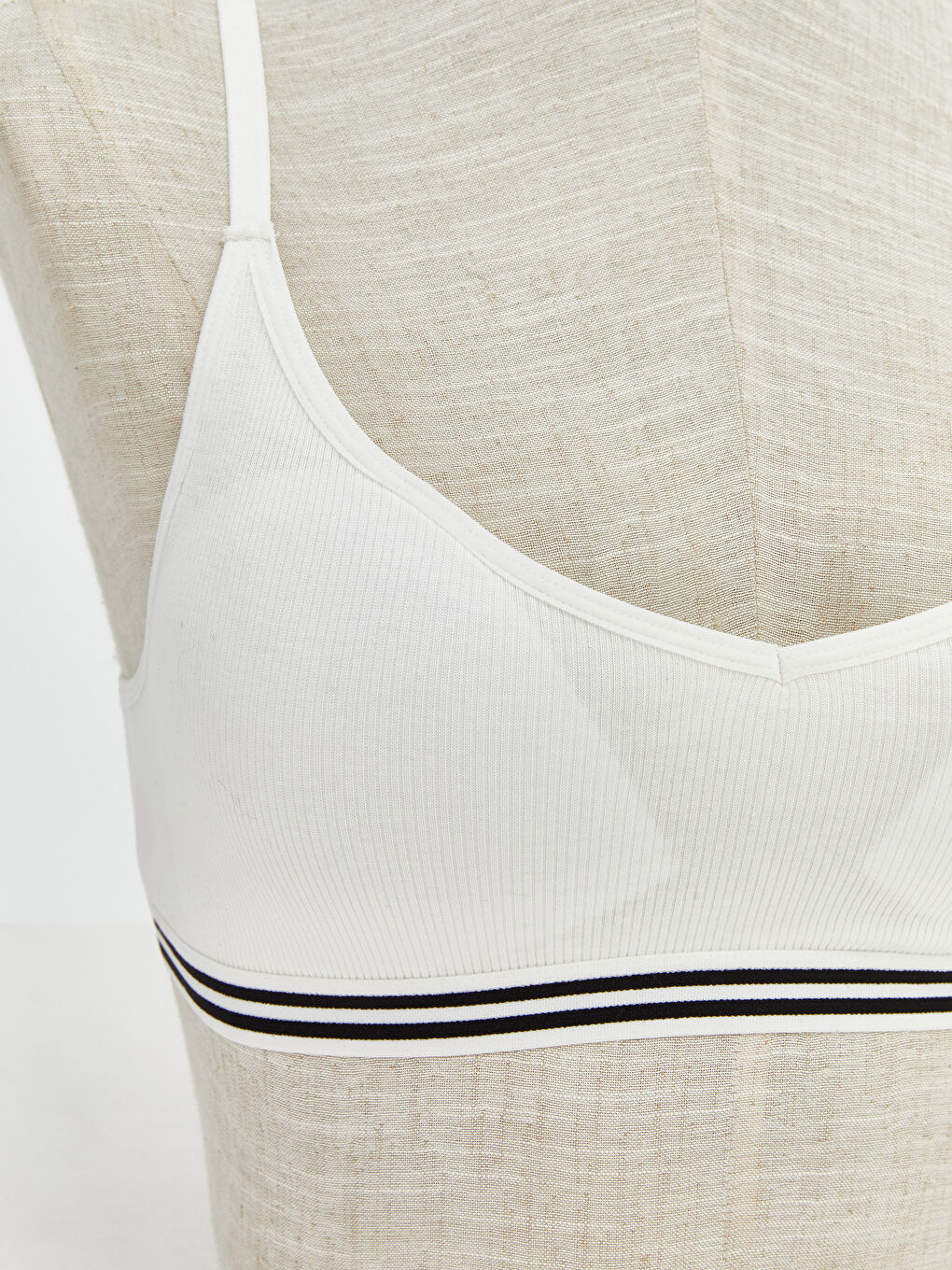 Ekru Şerit Detaylı Tak Çıkar Pedli Büstiyer-2