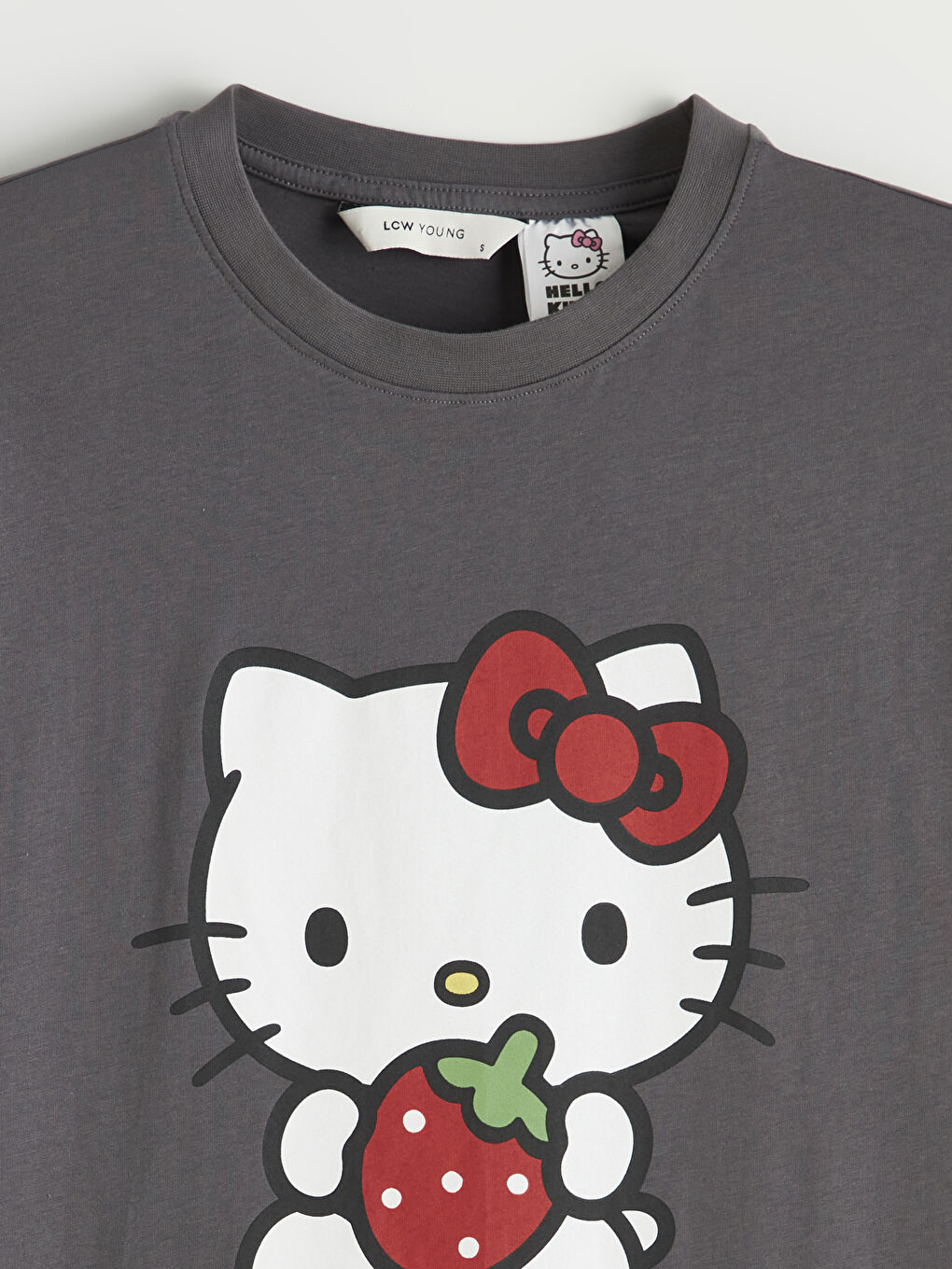 Gri Hello Kitty Baskılı Oversize Kadın Gecelik-5