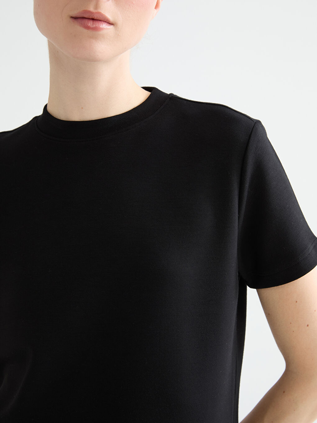 Soft Touch Women's T-Shirt with a Stand-Up Collar-2