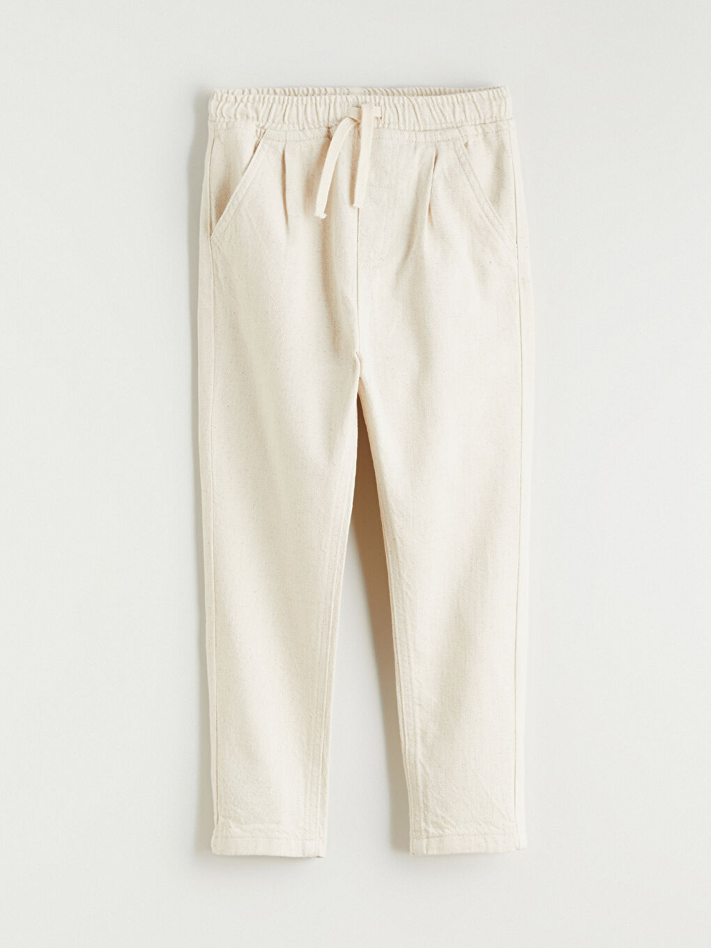 Bej Beli Lastikli Keten Karışımlı Erkek Çocuk Pantolon
