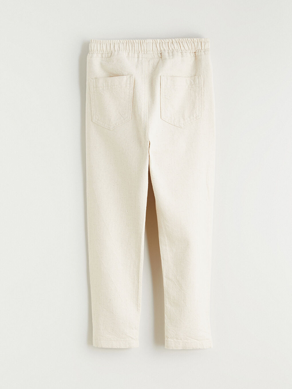 Bej Beli Lastikli Keten Karışımlı Erkek Çocuk Pantolon-2