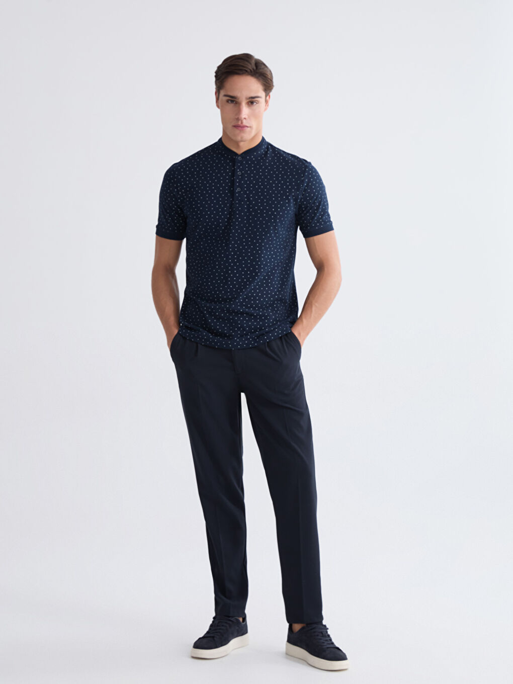 Мужчины Синий Футболка-1