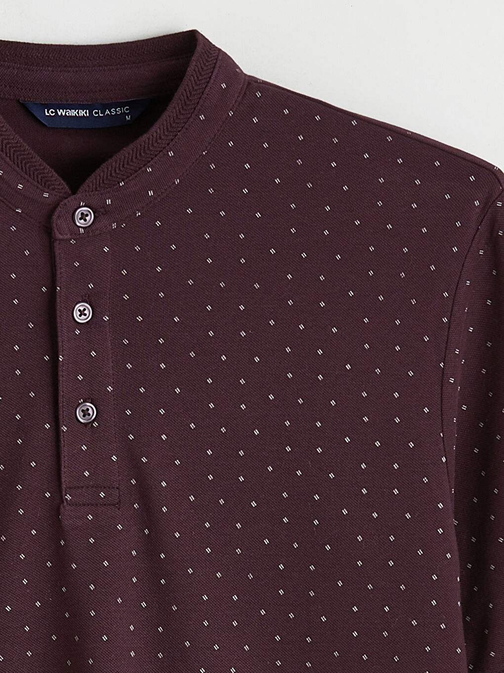 Großvaterkragen Gemustertes Piqué T-Shirt für Herren-5