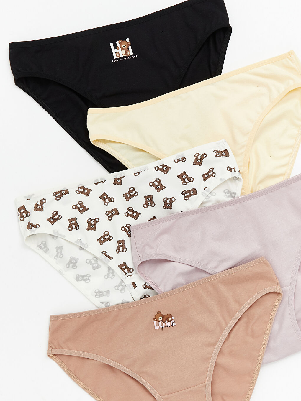 Bej Desenli Bikini Külot 5'li-2