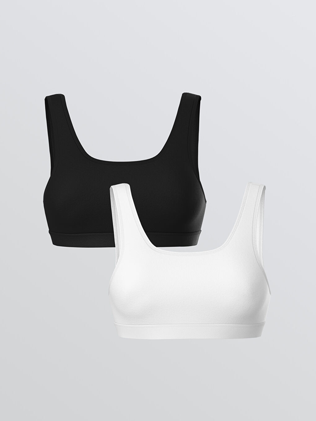 Siyah U Yaka Düz Büstiyer 2'li Paket-1