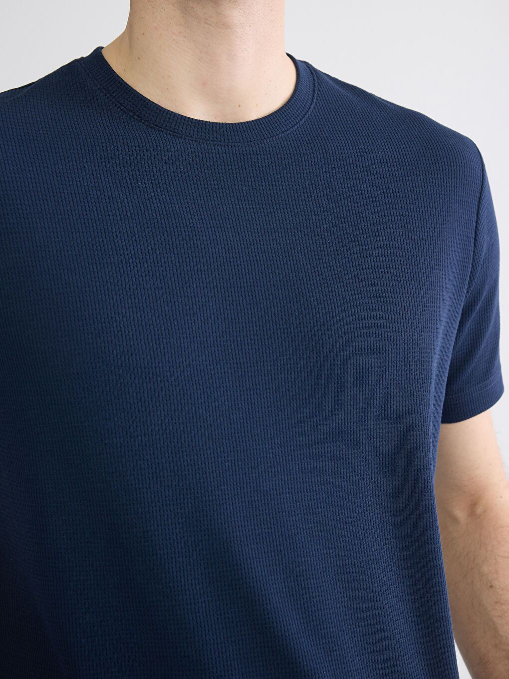 Lacivert Bisiklet Yaka Erkek Tişört-2